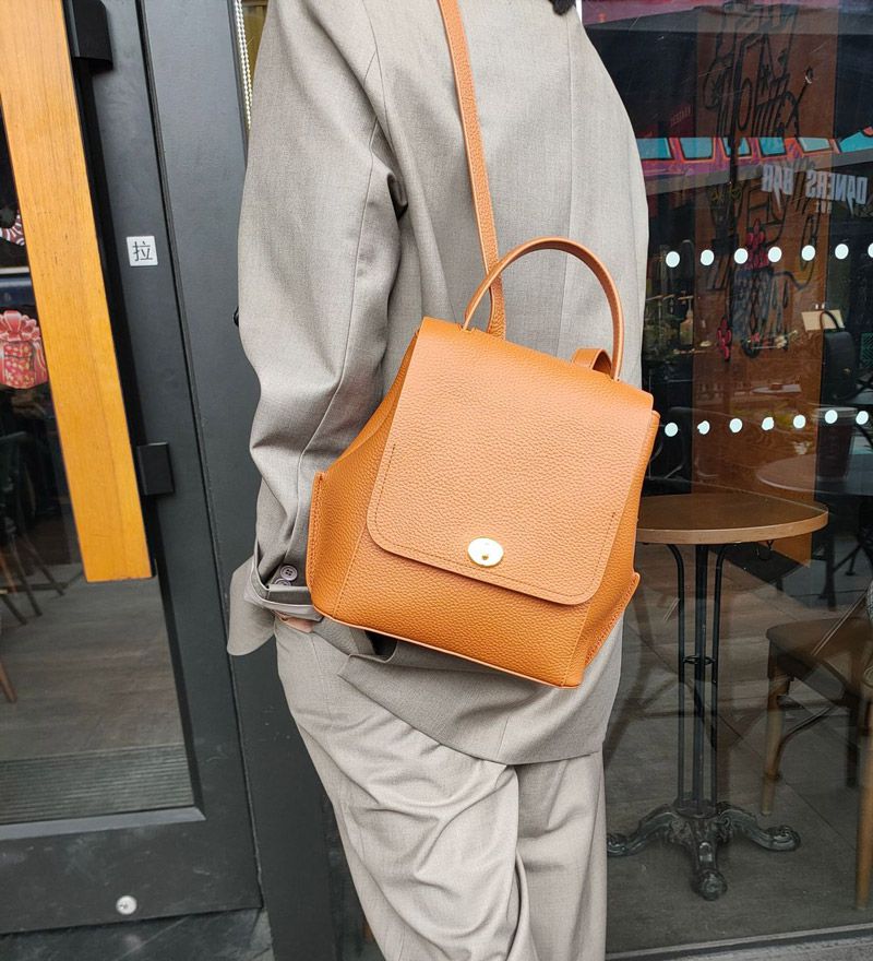 新款女士雙肩包 大容量時尚高級感小眾設計ins風牛皮後背包 真皮女生學生書包推薦 真皮包包