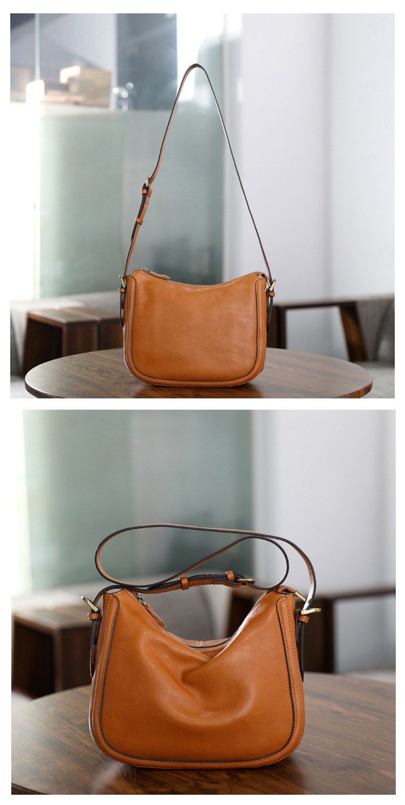 頭層植鞣牛皮郵差包 復古手工真皮女士斜背包 新款女生文藝風休閒單肩背包斜挎包推薦 真皮包包