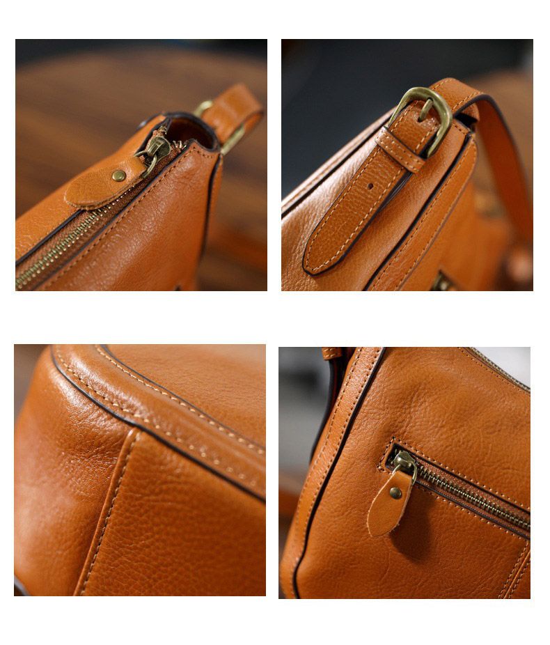 頭層植鞣牛皮郵差包 復古手工真皮女士斜背包 新款女生文藝風休閒單肩背包斜挎包推薦 真皮包包