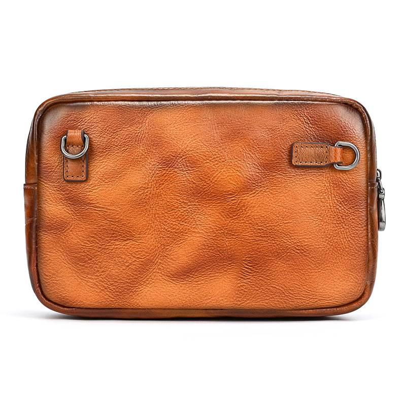 新品復古擦色單肩背包 兩用手抓包斜背包 男女手拿包植鞣革斜跨包 樹膏皮休閒包包推薦 真皮包包