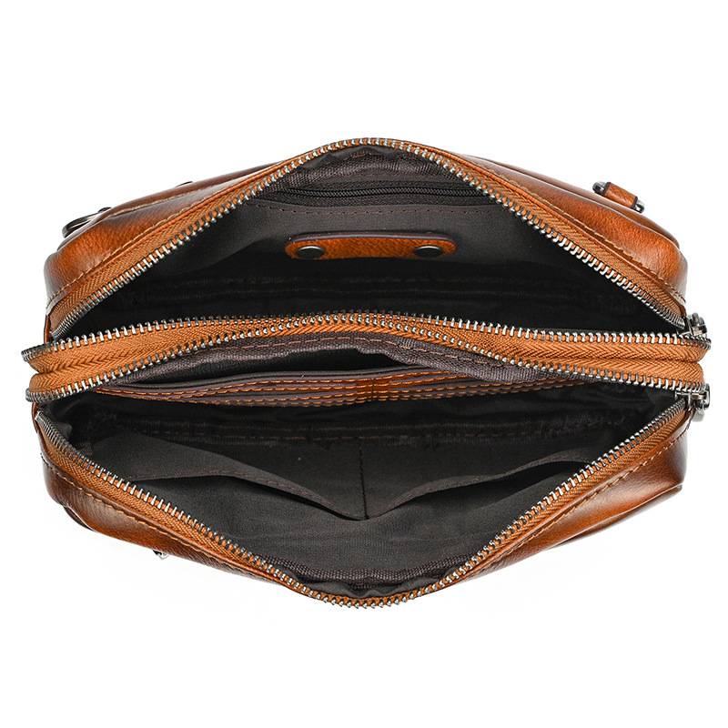 新品復古擦色單肩背包 兩用手抓包斜背包 男女手拿包植鞣革斜跨包 樹膏皮休閒包包推薦 真皮包包