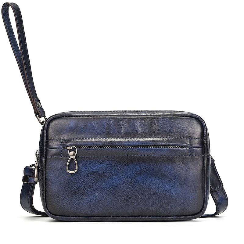 新品復古擦色單肩背包 兩用手抓包斜背包 男女手拿包植鞣革斜跨包 樹膏皮休閒包包推薦 真皮包包