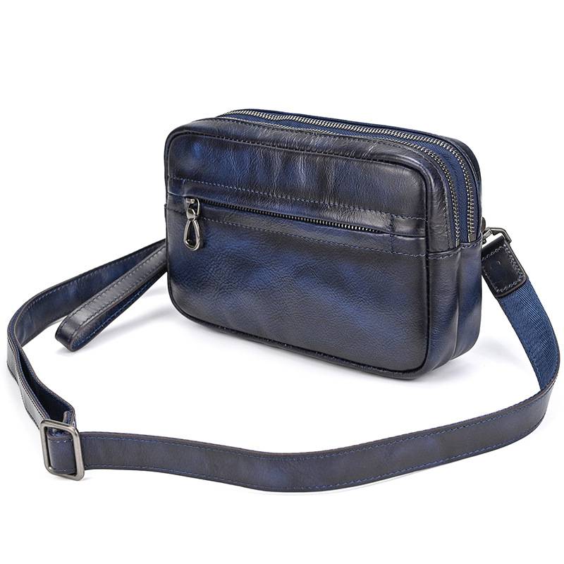 新品復古擦色單肩背包 兩用手抓包斜背包 男女手拿包植鞣革斜跨包 樹膏皮休閒包包推薦 真皮包包