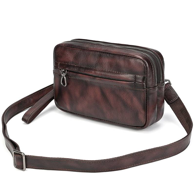 新品復古擦色單肩背包 兩用手抓包斜背包 男女手拿包植鞣革斜跨包 樹膏皮休閒包包推薦 真皮包包