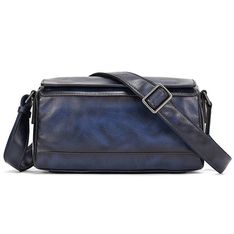 新品復古手工擦色植鞣牛皮斜背包 頭層牛皮男女通用斜跨包 新款側背包真皮包包 樹膏皮單肩背包推薦 真皮包包