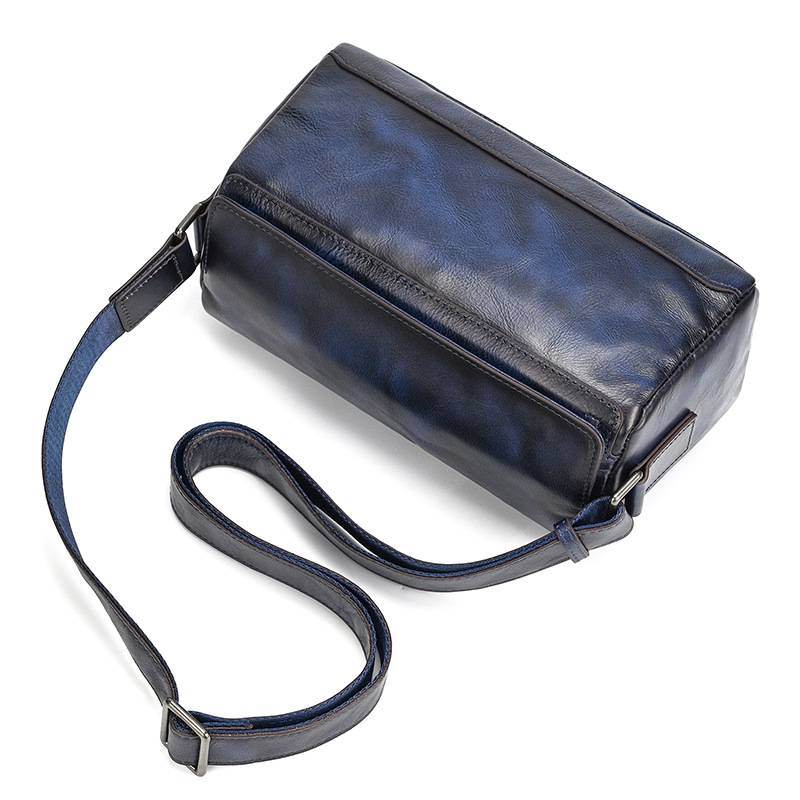 新品復古手工擦色植鞣牛皮斜背包 頭層牛皮男女通用斜跨包 新款側背包真皮包包 樹膏皮單肩背包推薦 真皮包包