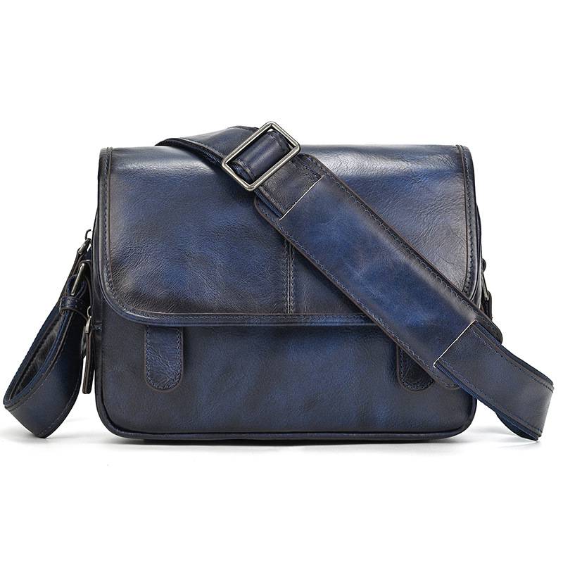 新款頭層樹膏皮單肩包 男士女士植鞣革牛皮斜跨包 復古擦色休閒包斜背包郵差包推薦 真皮包包