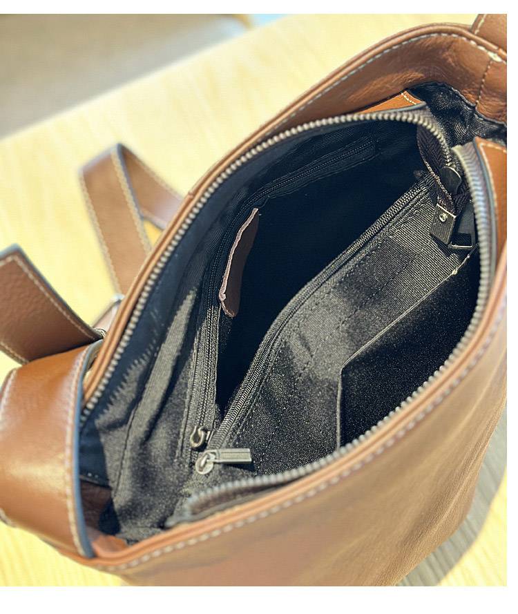 新款日系休閑牛皮斜挎包 復古百搭真皮女包 頭層牛皮單肩包女水桶包軟皮斜背包推薦 真皮包包