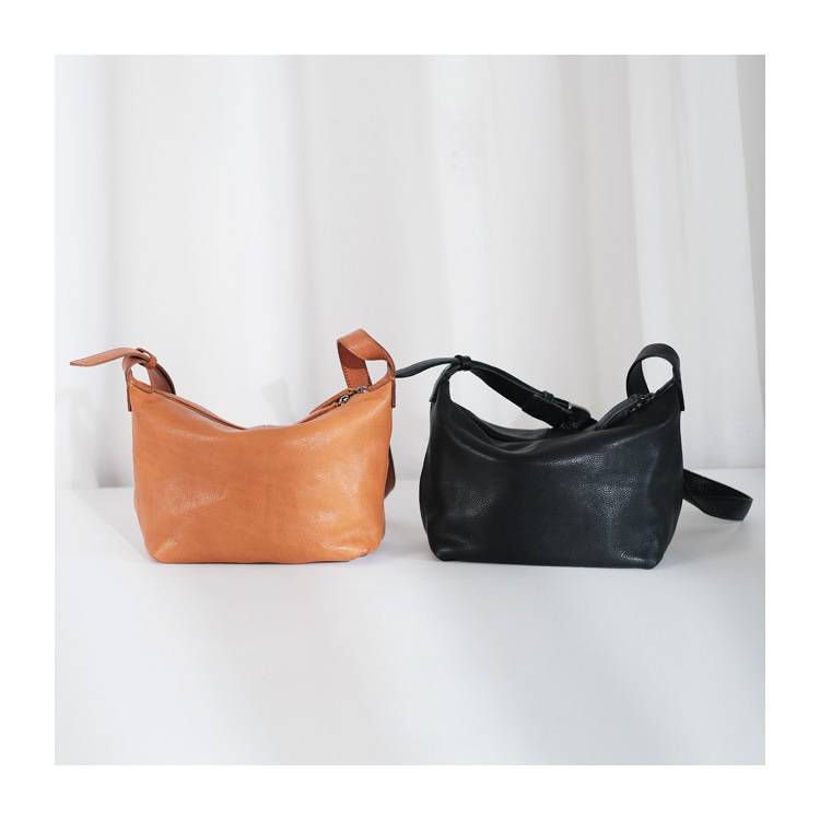 復古手工擦色頭層植鞣皮斜背包 高級質感牛皮水桶包托特包 新款真皮女包斜挎包推薦 真皮包包