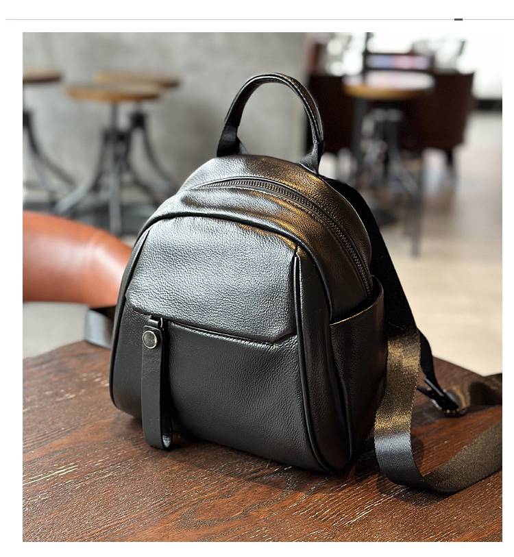 復古頭層牛皮女式雙肩包 新款時尚真皮女包學生書包 簡約百搭小背包軟皮後背包推薦 真皮包包