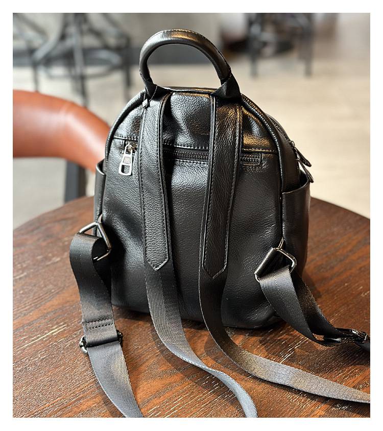 復古頭層牛皮女式雙肩包 新款時尚真皮女包學生書包 簡約百搭小背包軟皮後背包推薦 真皮包包