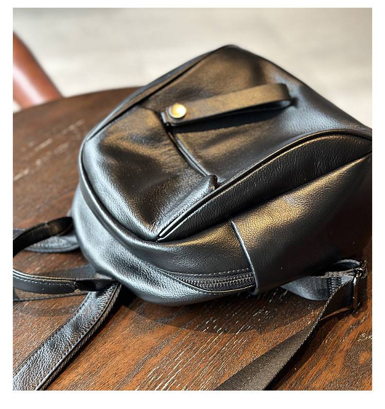 復古頭層牛皮女式雙肩包 新款時尚真皮女包學生書包 簡約百搭小背包軟皮後背包推薦 真皮包包