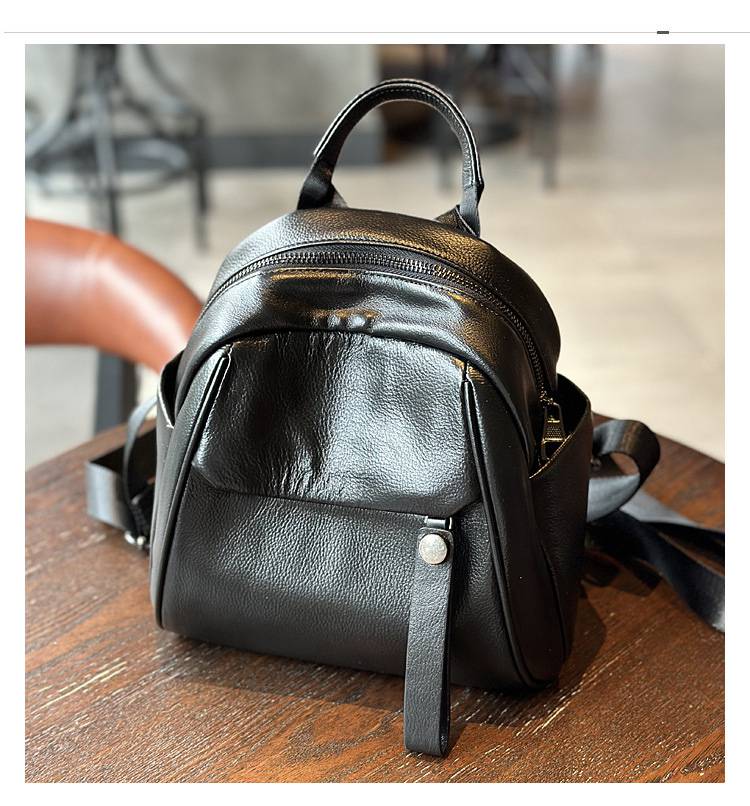 復古頭層牛皮女式雙肩包 新款時尚真皮女包學生書包 簡約百搭小背包軟皮後背包推薦 真皮包包