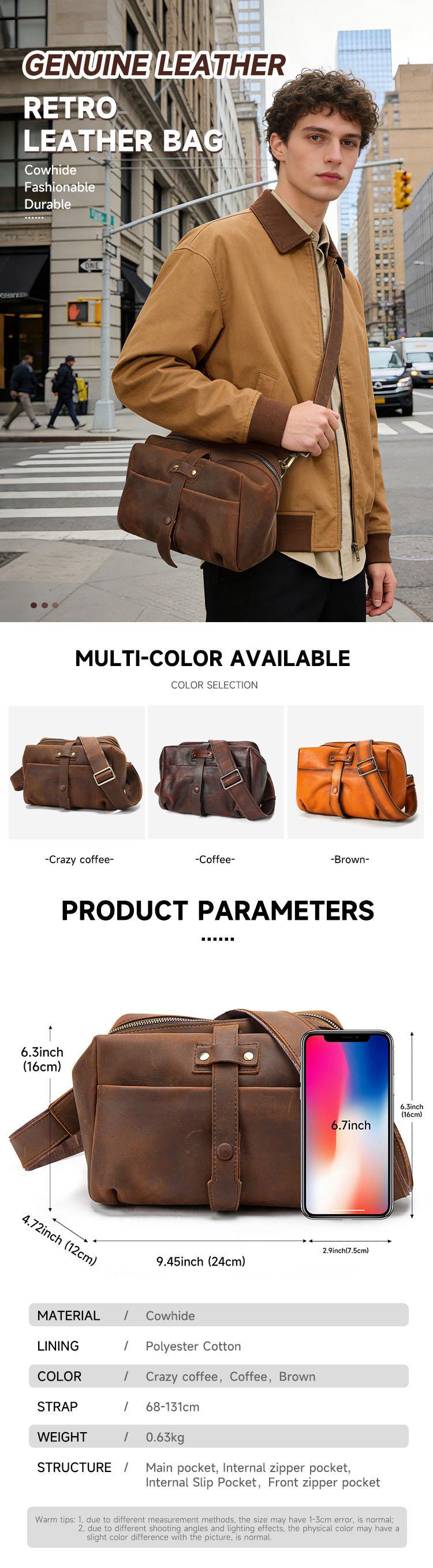 復古擦色斜背包 瘋馬皮男士單肩背包側背包 頭層牛皮郵差包 真皮休閑肩背包推薦