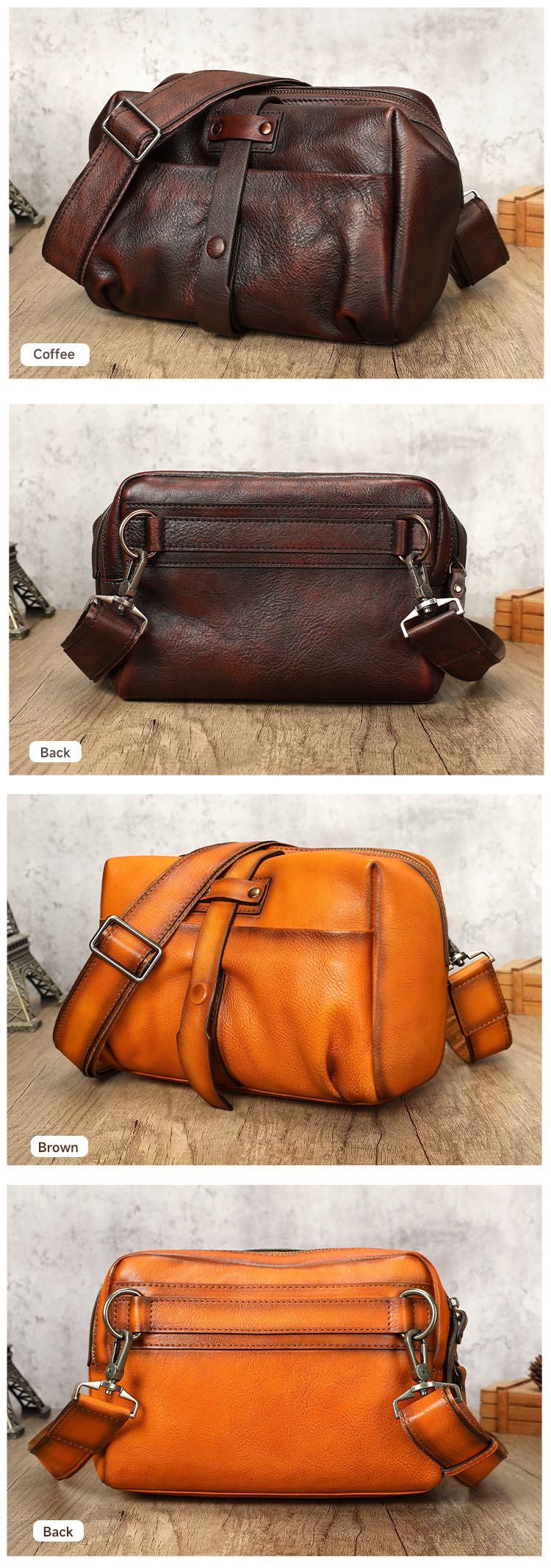 復古擦色斜背包 瘋馬皮男士單肩背包側背包 頭層牛皮郵差包 真皮休閑肩背包推薦