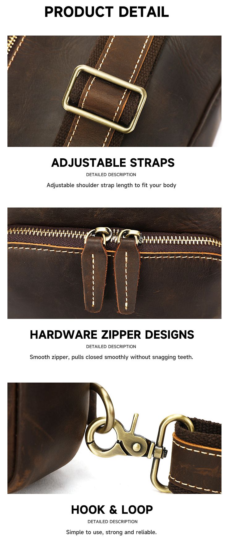 新款復古瘋馬皮胸前包 頭層牛皮斜背包 男士休閑運動背包 戶外真皮胸包斜跨包推薦 真皮包包