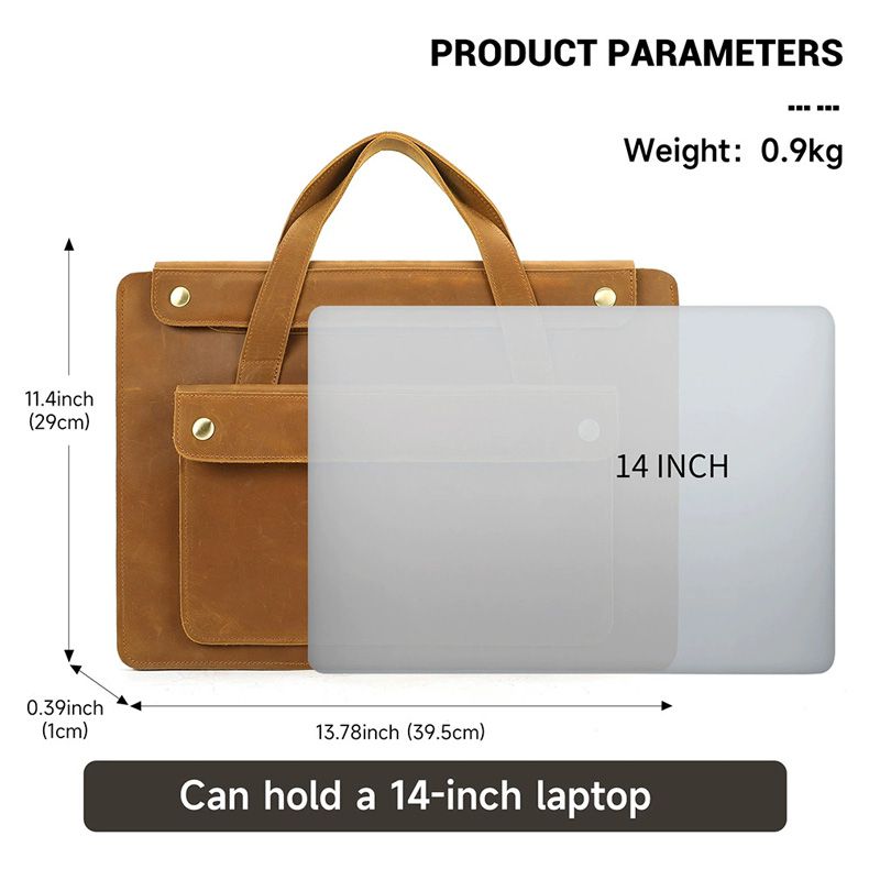 新款瘋馬皮復古公文包 商務通勤14吋多隔層便攜式電腦包 真皮通勤包公事包手提包推薦 真皮包包