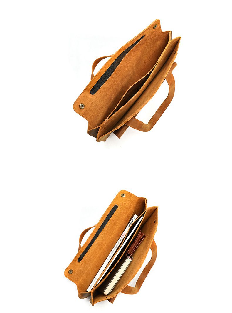 新款瘋馬皮復古公文包 商務通勤14吋多隔層便攜式電腦包 真皮通勤包公事包手提包推薦 真皮包包