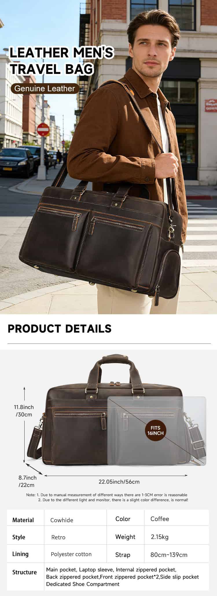 新款瘋馬皮男士旅行包 大容量周末防水旅行袋 頭層牛皮手提包旅行行李箱包 復古真皮包包推薦 真皮包包