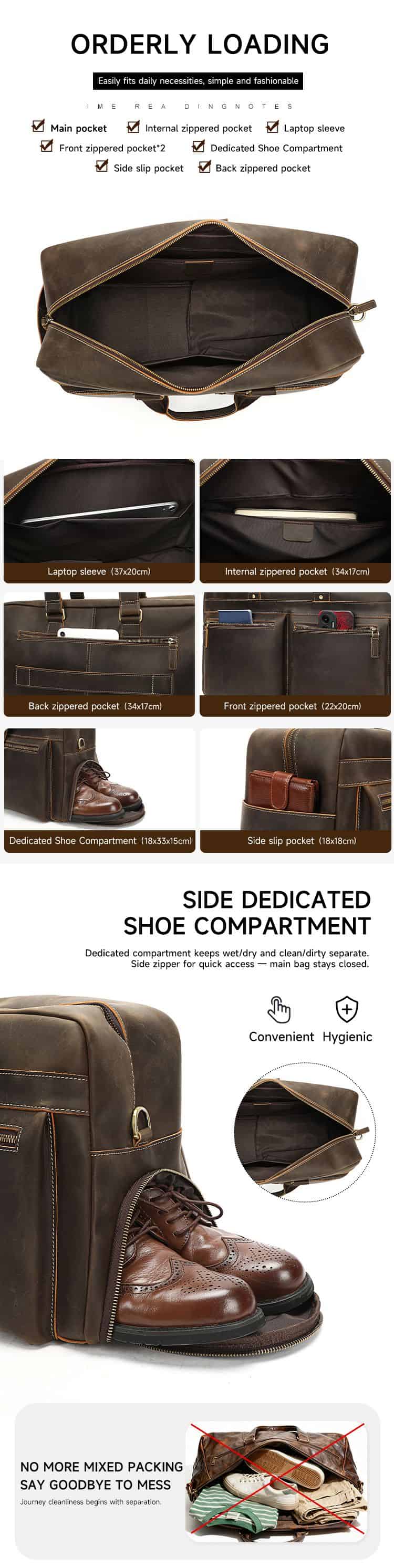 新款瘋馬皮男士旅行包 大容量周末防水旅行袋 頭層牛皮手提包旅行行李箱包 復古真皮包包推薦 真皮包包