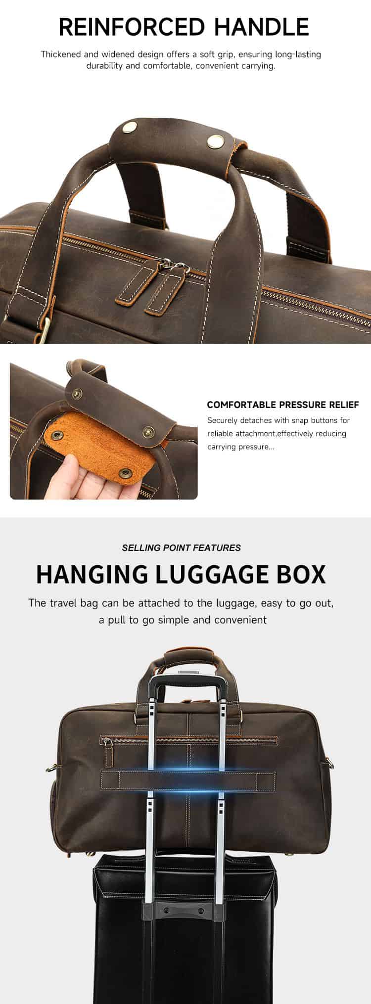 新款瘋馬皮男士旅行包 大容量周末防水旅行袋 頭層牛皮手提包旅行行李箱包 復古真皮包包推薦 真皮包包