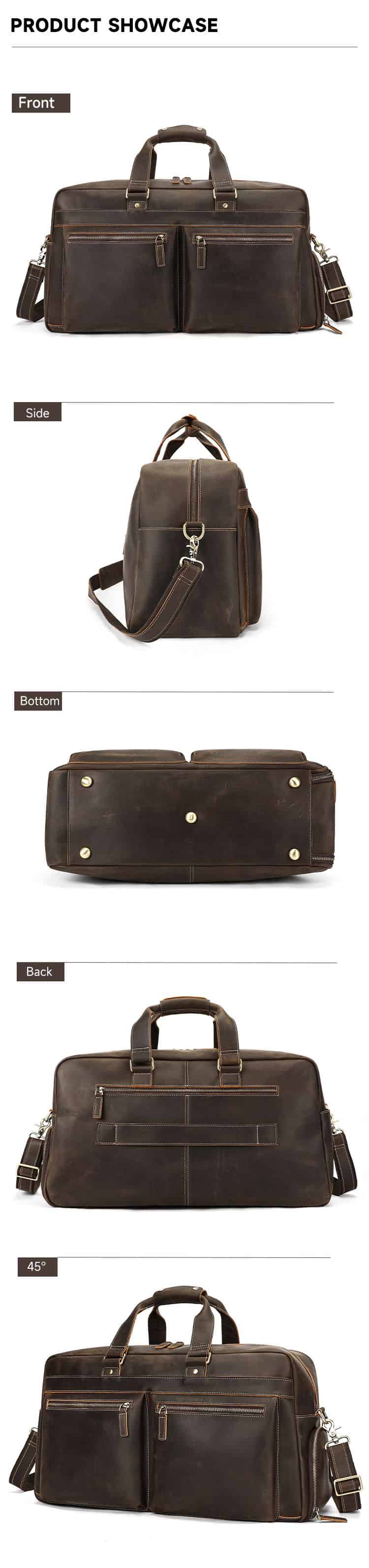 新款瘋馬皮男士旅行包 大容量周末防水旅行袋 頭層牛皮手提包旅行行李箱包 復古真皮包包推薦 真皮包包