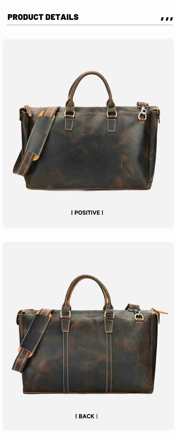 復古瘋馬皮單肩手提旅行包 高質感短途旅行袋 17吋筆電包旅行手袋 男士公事包推薦 真皮包包