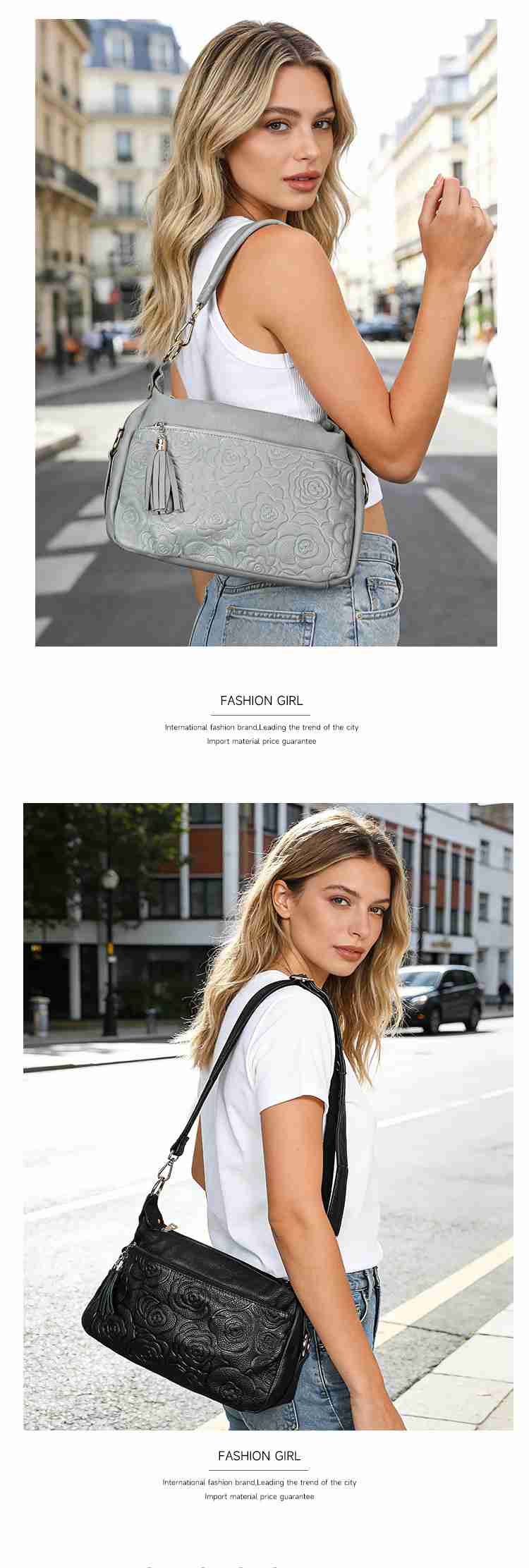 壓花設計頭層牛皮斜挎包 時尚百搭女士單肩包斜背包 氣質熟女真皮側背包 通勤腋下包推薦 真皮包包