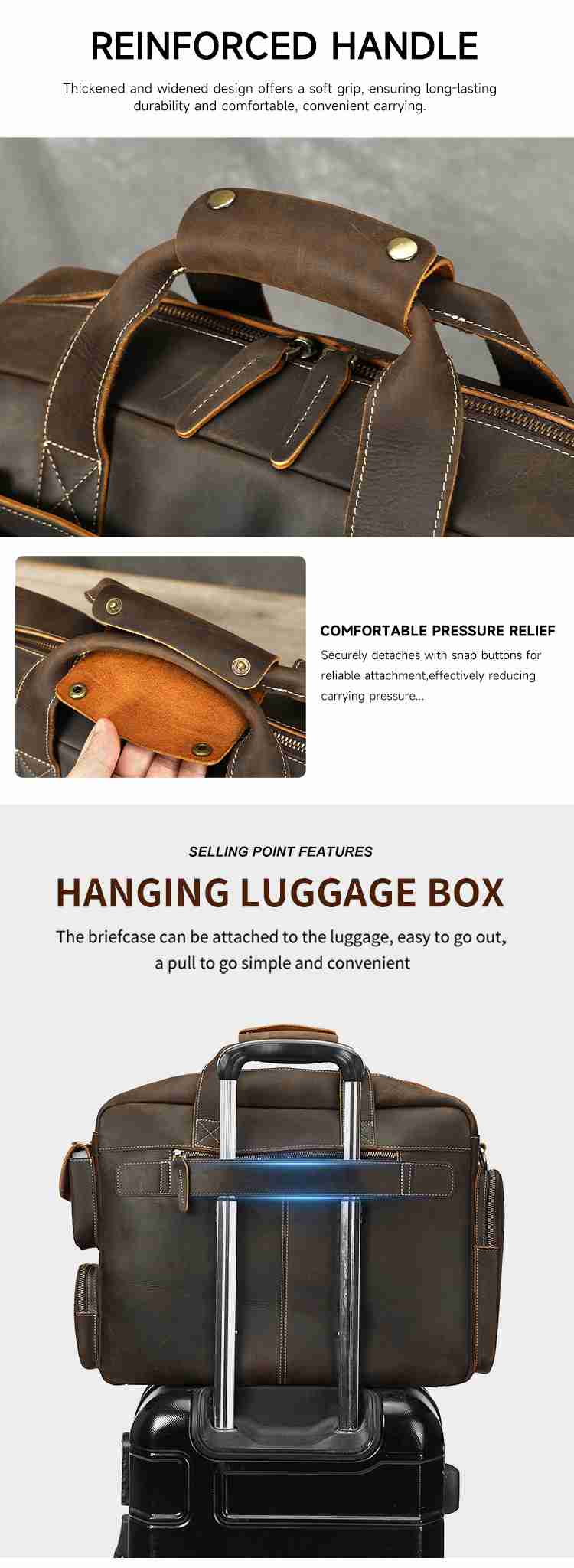 男士瘋馬皮公文包手提包 頭層牛皮斜挎包 16吋電腦包公事包 新款真皮大容量旅行包推薦 真皮包包