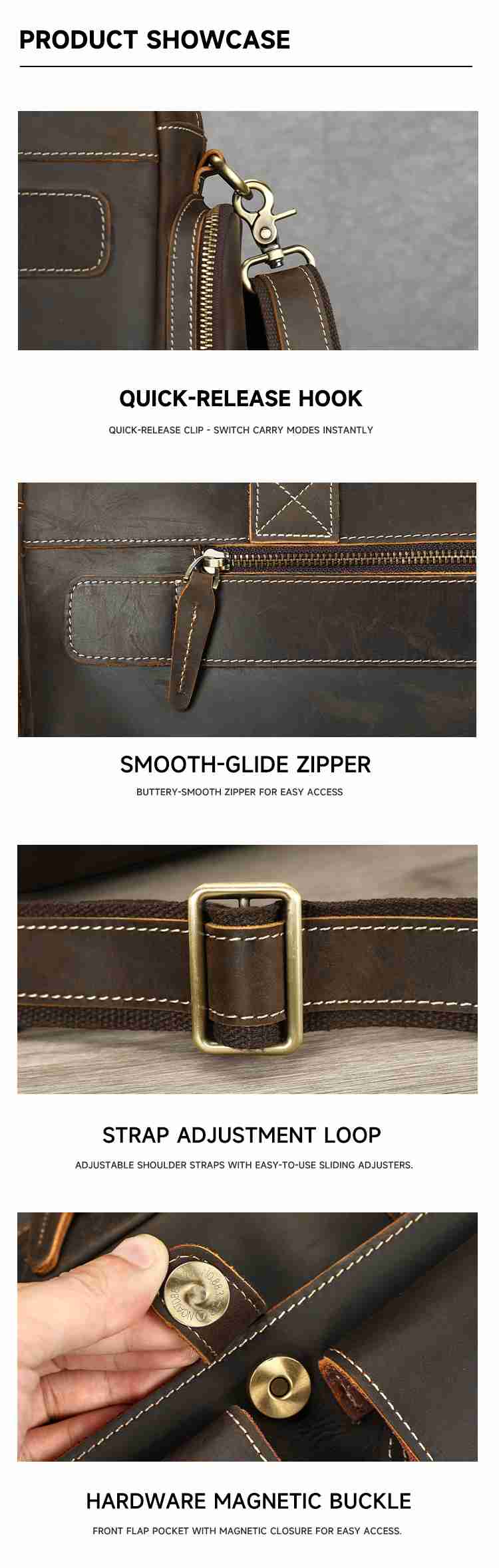 男士瘋馬皮公文包手提包 頭層牛皮斜挎包 16吋電腦包公事包 新款真皮大容量旅行包推薦 真皮包包