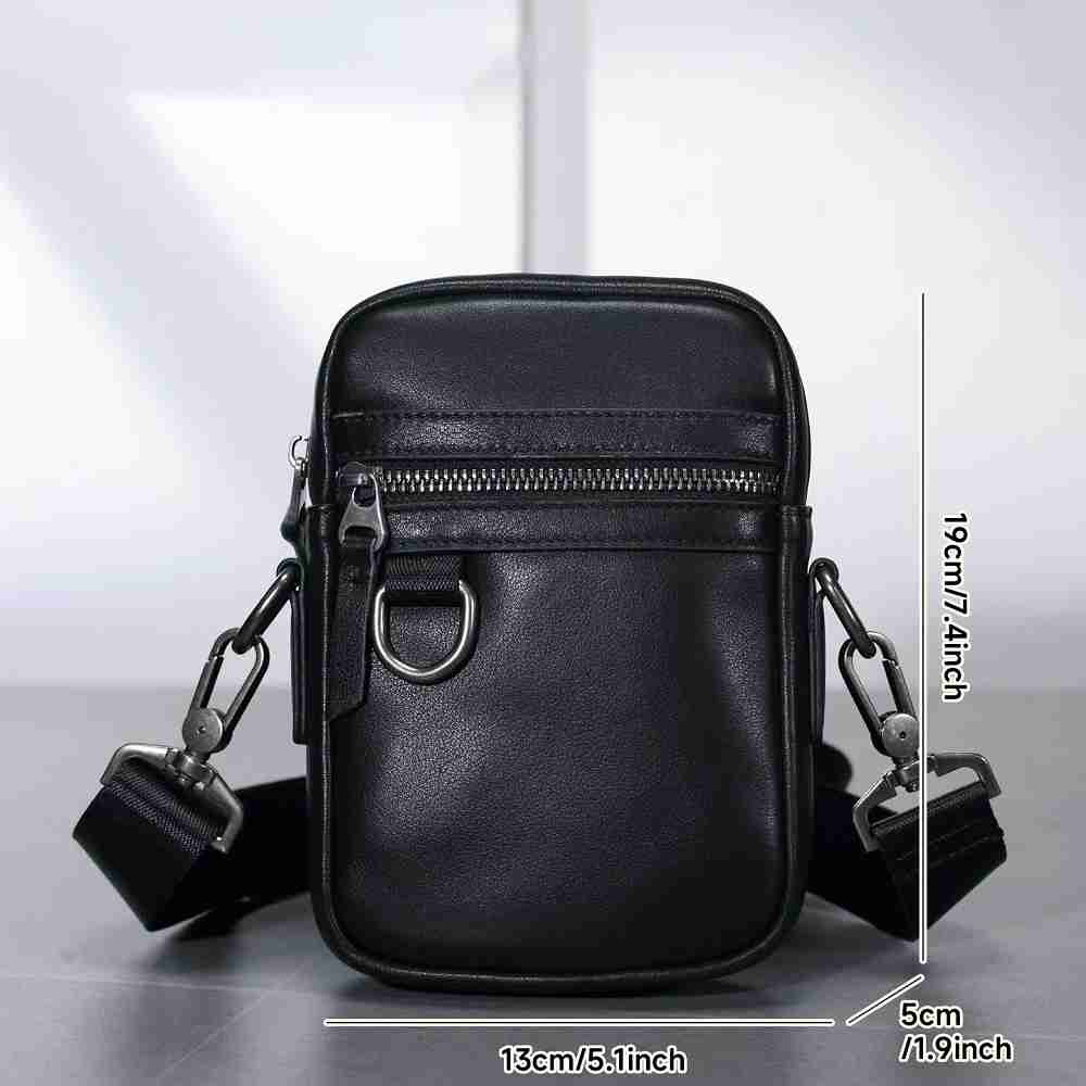 新款休閑百搭多功能手機小包包 真皮男士單肩包斜背包 男生戶外運動手機斜跨包推薦 真皮包包