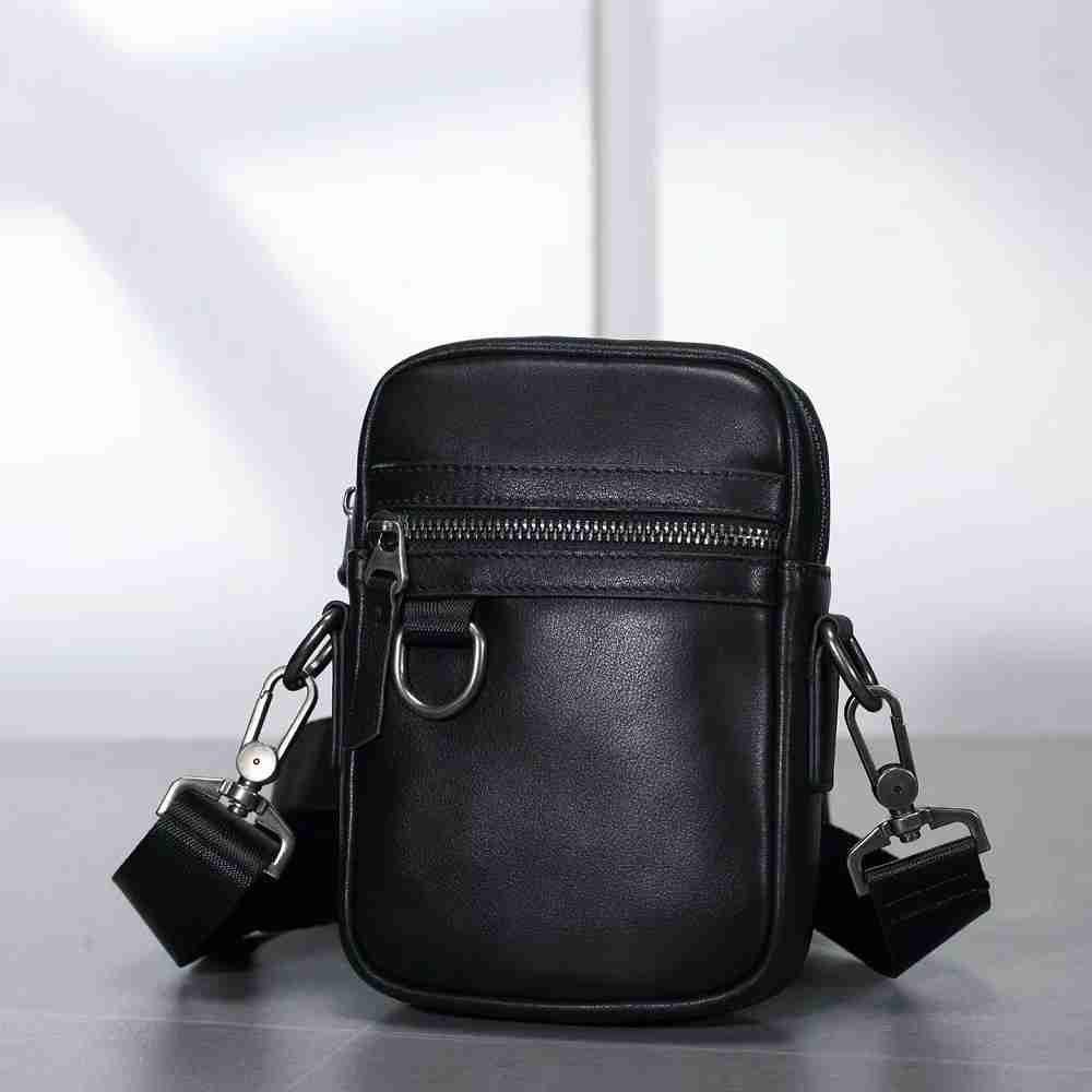 新款休閑百搭多功能手機小包包 真皮男士單肩包斜背包 男生戶外運動手機斜跨包推薦 真皮包包