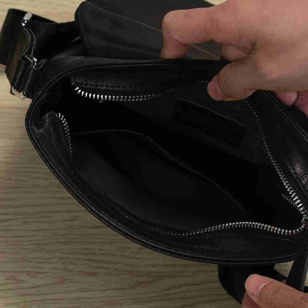 休閑商務通勤斜背包 男士豎款翻蓋單肩背包真皮斜挎包 新款簡約頭層牛皮單肩包推薦 真皮包包