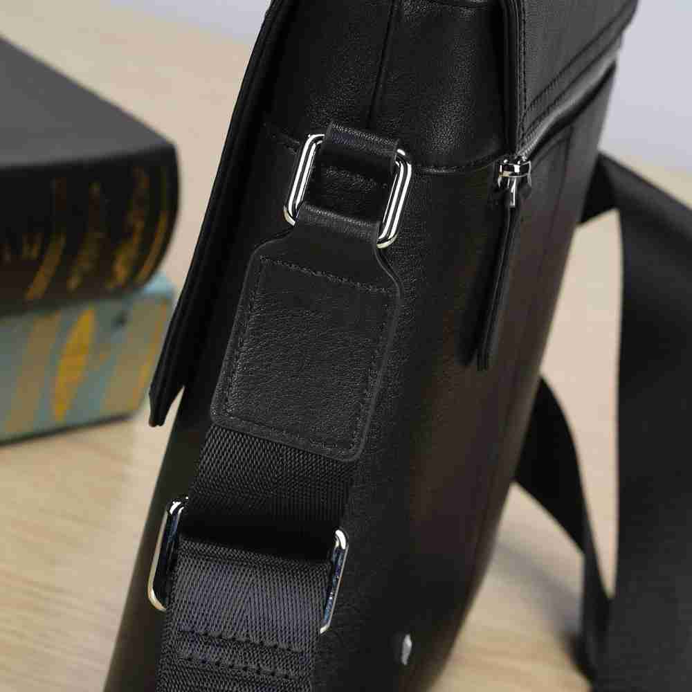 休閑商務通勤斜背包 男士豎款翻蓋單肩背包真皮斜挎包 新款簡約頭層牛皮單肩包推薦 真皮包包