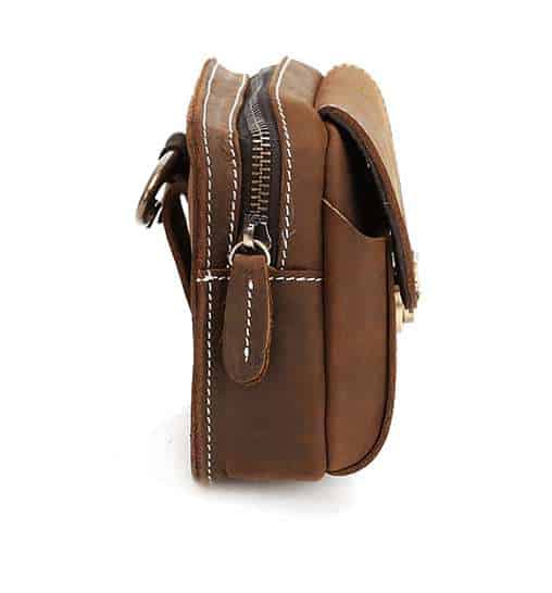 手工真皮腰包 复古风格头层牛皮手机包 真皮疯马皮老板包 横款手机烟