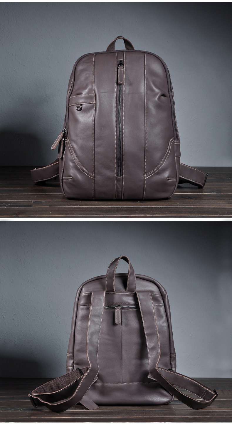真皮双肩后背包 头层牛皮笔电包 学生书包 商务电脑背包 复古真皮男包